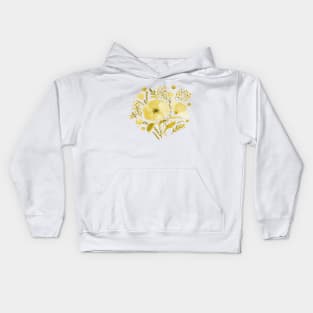 Watercolor poppies bouquet - yellow Kids Hoodie